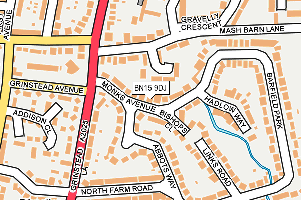BN15 9DJ map - OS OpenMap – Local (Ordnance Survey)