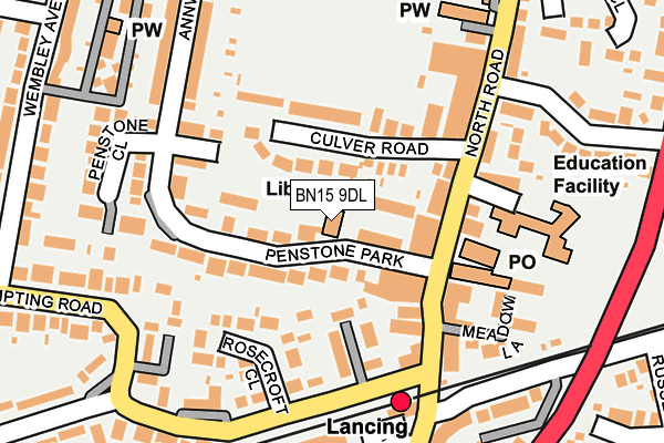 BN15 9DL map - OS OpenMap – Local (Ordnance Survey)