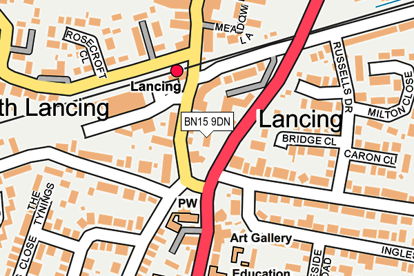BN15 9DN map - OS OpenMap – Local (Ordnance Survey)