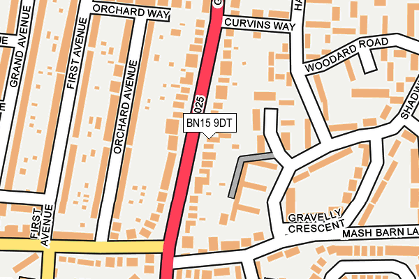 BN15 9DT map - OS OpenMap – Local (Ordnance Survey)