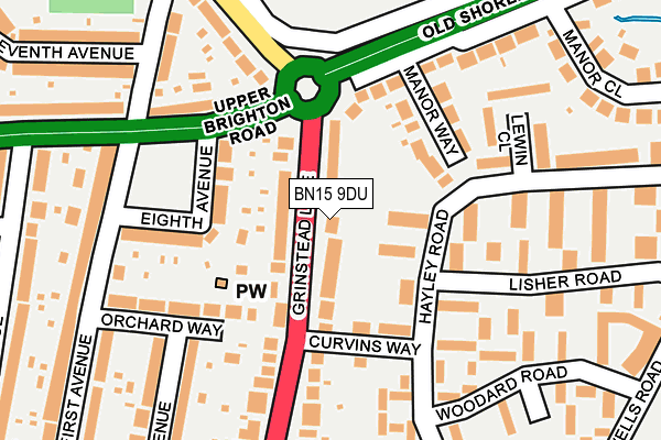 BN15 9DU map - OS OpenMap – Local (Ordnance Survey)