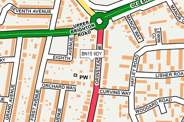 BN15 9DY map - OS OpenMap – Local (Ordnance Survey)