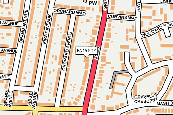 BN15 9DZ map - OS OpenMap – Local (Ordnance Survey)