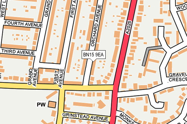 BN15 9EA map - OS OpenMap – Local (Ordnance Survey)