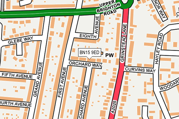 BN15 9ED map - OS OpenMap – Local (Ordnance Survey)