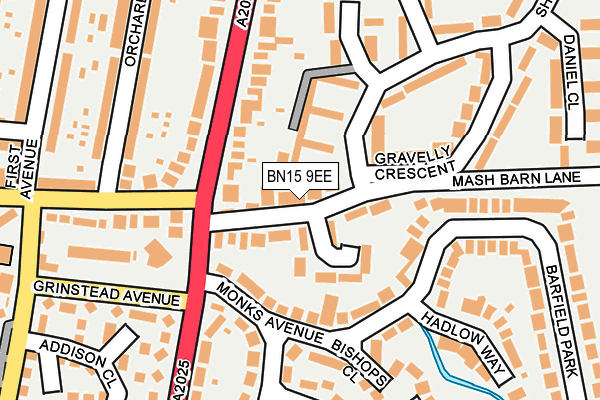 BN15 9EE map - OS OpenMap – Local (Ordnance Survey)