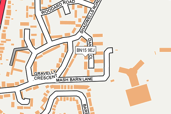 BN15 9EJ map - OS OpenMap – Local (Ordnance Survey)