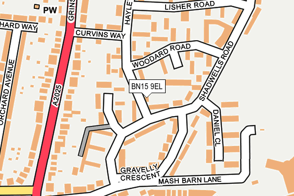 BN15 9EL map - OS OpenMap – Local (Ordnance Survey)