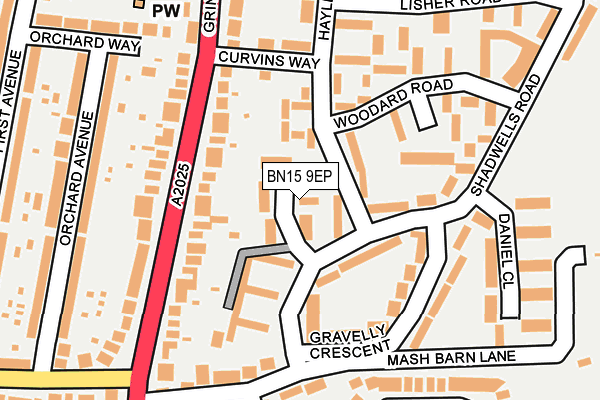 BN15 9EP map - OS OpenMap – Local (Ordnance Survey)