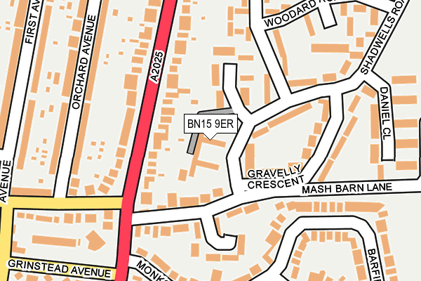 BN15 9ER map - OS OpenMap – Local (Ordnance Survey)