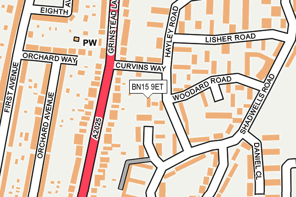 BN15 9ET map - OS OpenMap – Local (Ordnance Survey)