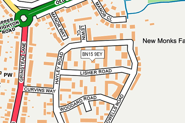 BN15 9EY map - OS OpenMap – Local (Ordnance Survey)