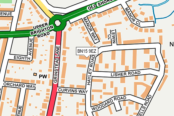 BN15 9EZ map - OS OpenMap – Local (Ordnance Survey)