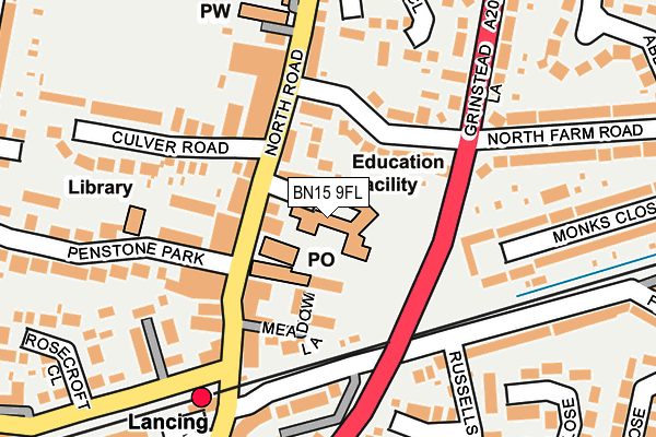 BN15 9FL map - OS OpenMap – Local (Ordnance Survey)