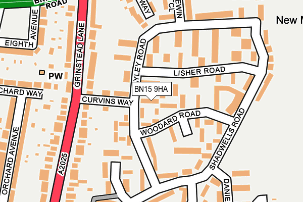 BN15 9HA map - OS OpenMap – Local (Ordnance Survey)