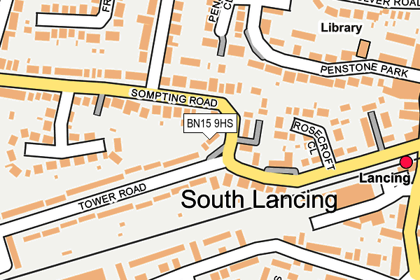 BN15 9HS map - OS OpenMap – Local (Ordnance Survey)