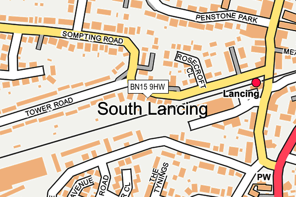 BN15 9HW map - OS OpenMap – Local (Ordnance Survey)