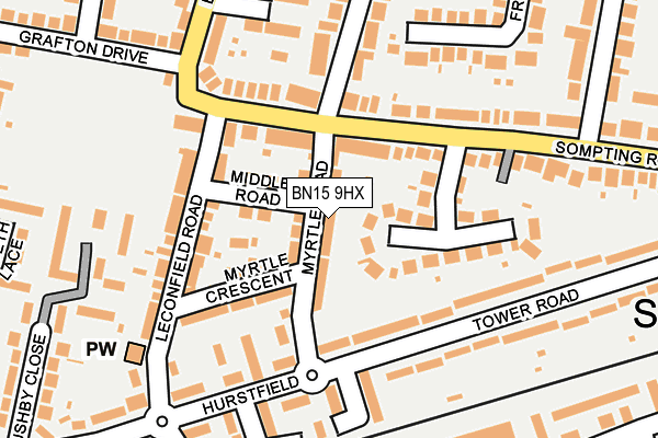 BN15 9HX map - OS OpenMap – Local (Ordnance Survey)