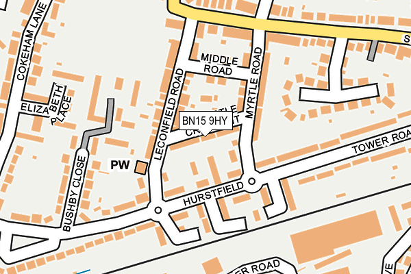 BN15 9HY map - OS OpenMap – Local (Ordnance Survey)