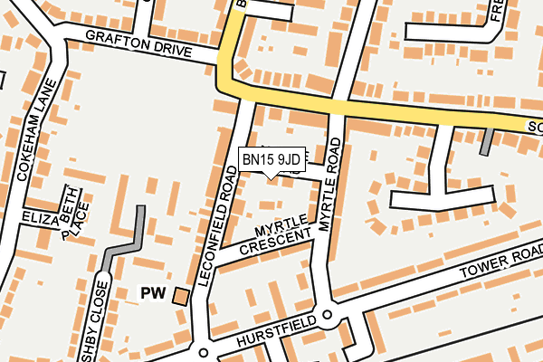 BN15 9JD map - OS OpenMap – Local (Ordnance Survey)