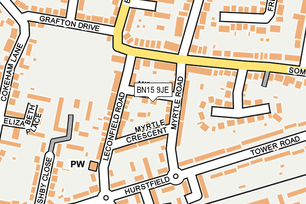 BN15 9JE map - OS OpenMap – Local (Ordnance Survey)