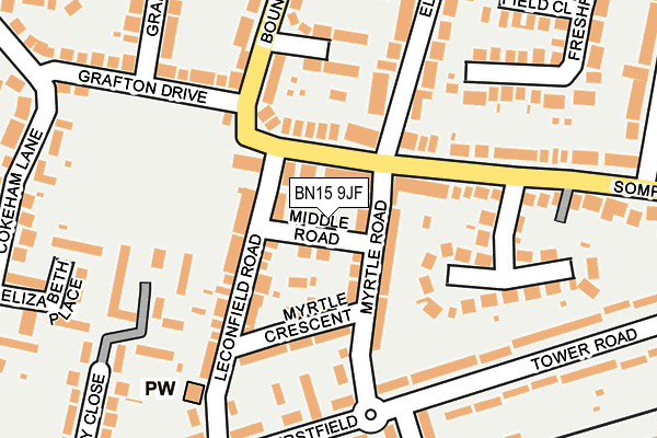BN15 9JF map - OS OpenMap – Local (Ordnance Survey)