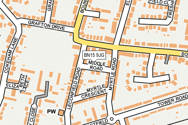 BN15 9JG map - OS OpenMap – Local (Ordnance Survey)