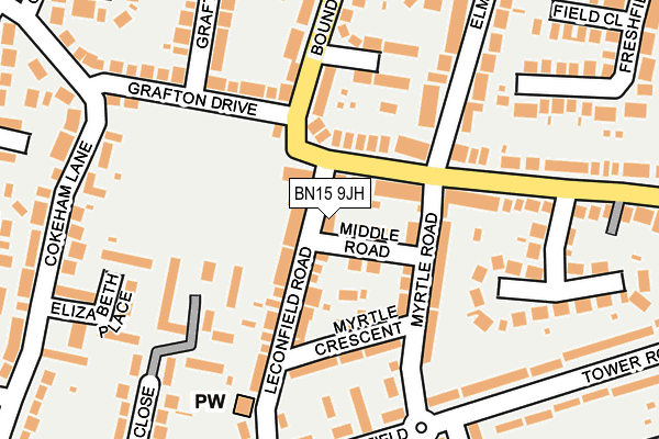 BN15 9JH map - OS OpenMap – Local (Ordnance Survey)