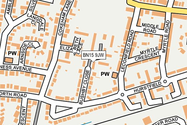 BN15 9JW map - OS OpenMap – Local (Ordnance Survey)