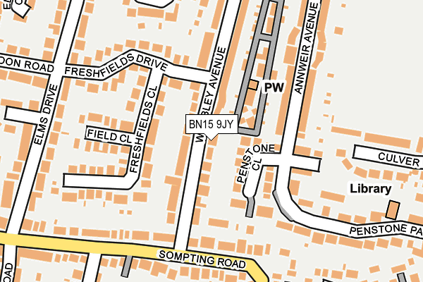 BN15 9JY map - OS OpenMap – Local (Ordnance Survey)