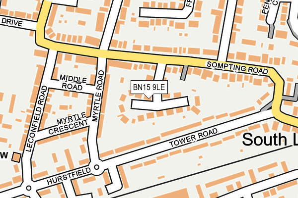BN15 9LE map - OS OpenMap – Local (Ordnance Survey)