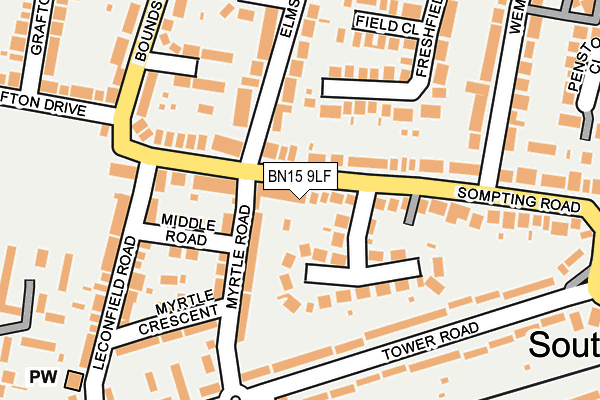 BN15 9LF map - OS OpenMap – Local (Ordnance Survey)