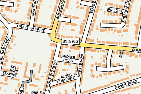 BN15 9LG map - OS OpenMap – Local (Ordnance Survey)