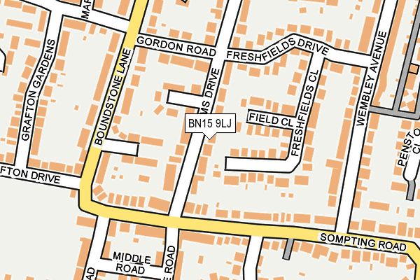 BN15 9LJ map - OS OpenMap – Local (Ordnance Survey)