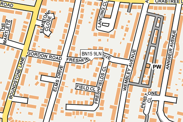 BN15 9LN map - OS OpenMap – Local (Ordnance Survey)