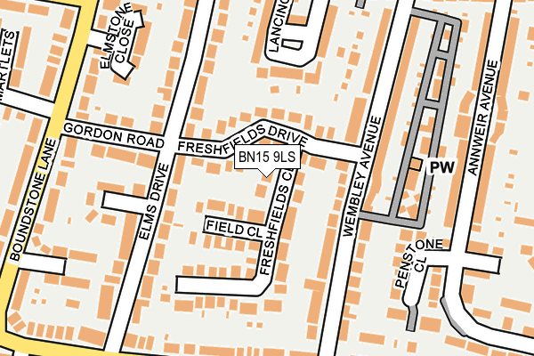 BN15 9LS map - OS OpenMap – Local (Ordnance Survey)