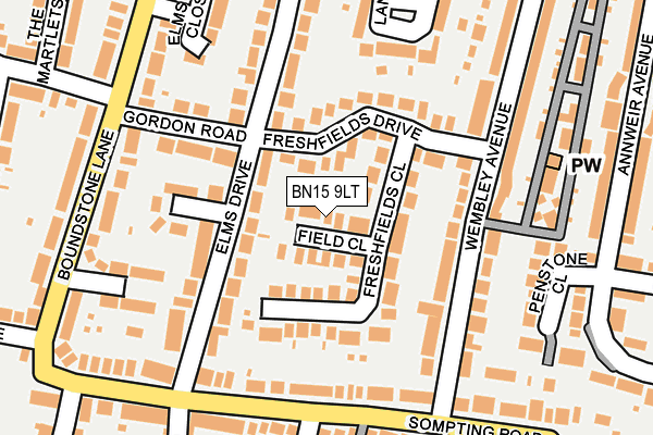 BN15 9LT map - OS OpenMap – Local (Ordnance Survey)