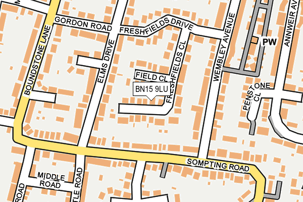 BN15 9LU map - OS OpenMap – Local (Ordnance Survey)