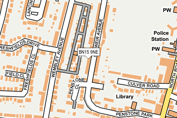 BN15 9NE map - OS OpenMap – Local (Ordnance Survey)