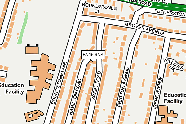 BN15 9NS map - OS OpenMap – Local (Ordnance Survey)