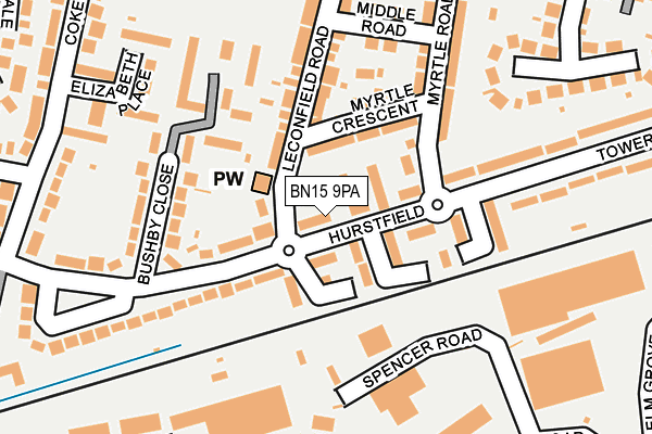 BN15 9PA map - OS OpenMap – Local (Ordnance Survey)