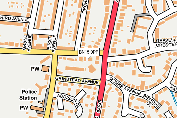 BN15 9PF map - OS OpenMap – Local (Ordnance Survey)