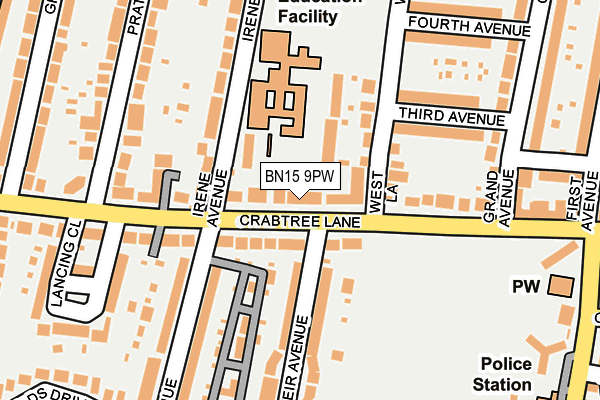 BN15 9PW map - OS OpenMap – Local (Ordnance Survey)