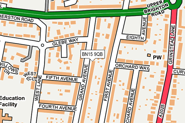 BN15 9QB map - OS OpenMap – Local (Ordnance Survey)