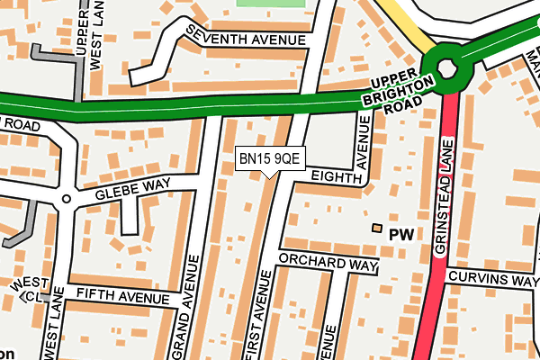 BN15 9QE map - OS OpenMap – Local (Ordnance Survey)