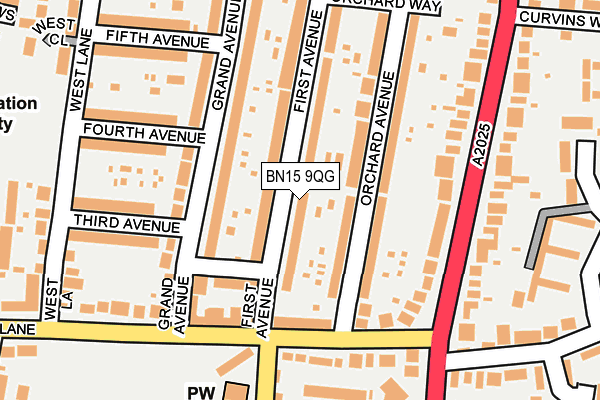 BN15 9QG map - OS OpenMap – Local (Ordnance Survey)