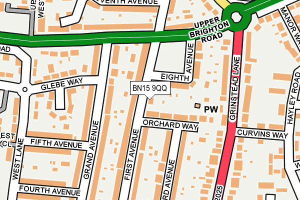 BN15 9QQ map - OS OpenMap – Local (Ordnance Survey)