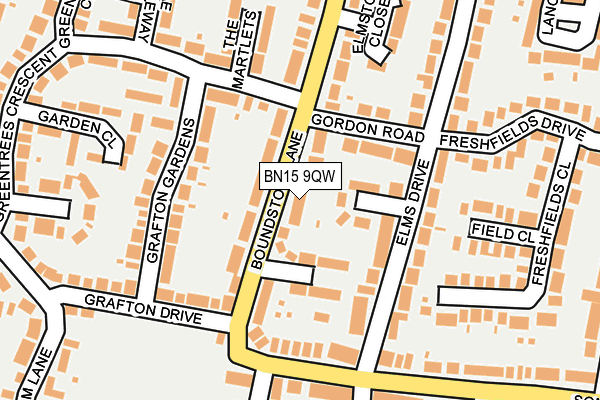BN15 9QW map - OS OpenMap – Local (Ordnance Survey)