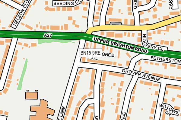 BN15 9RE map - OS OpenMap – Local (Ordnance Survey)