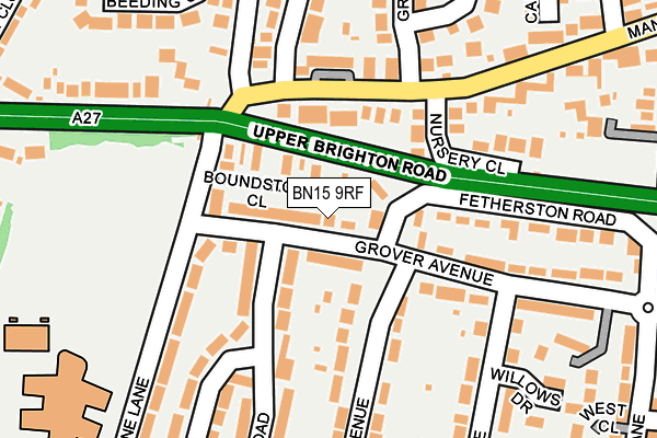 BN15 9RF map - OS OpenMap – Local (Ordnance Survey)